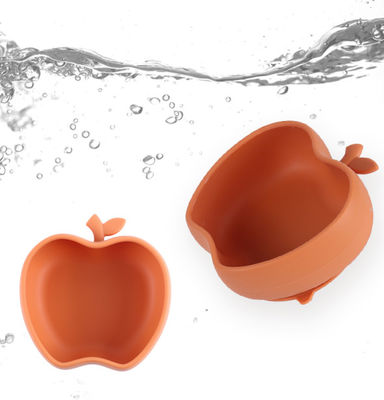 Baby Silicone Eetplaat Appelvormige Baby Silicone Aanvullende Voedselschaal Baby Zelfvoedende Niet-glijdende Silicone Schotel